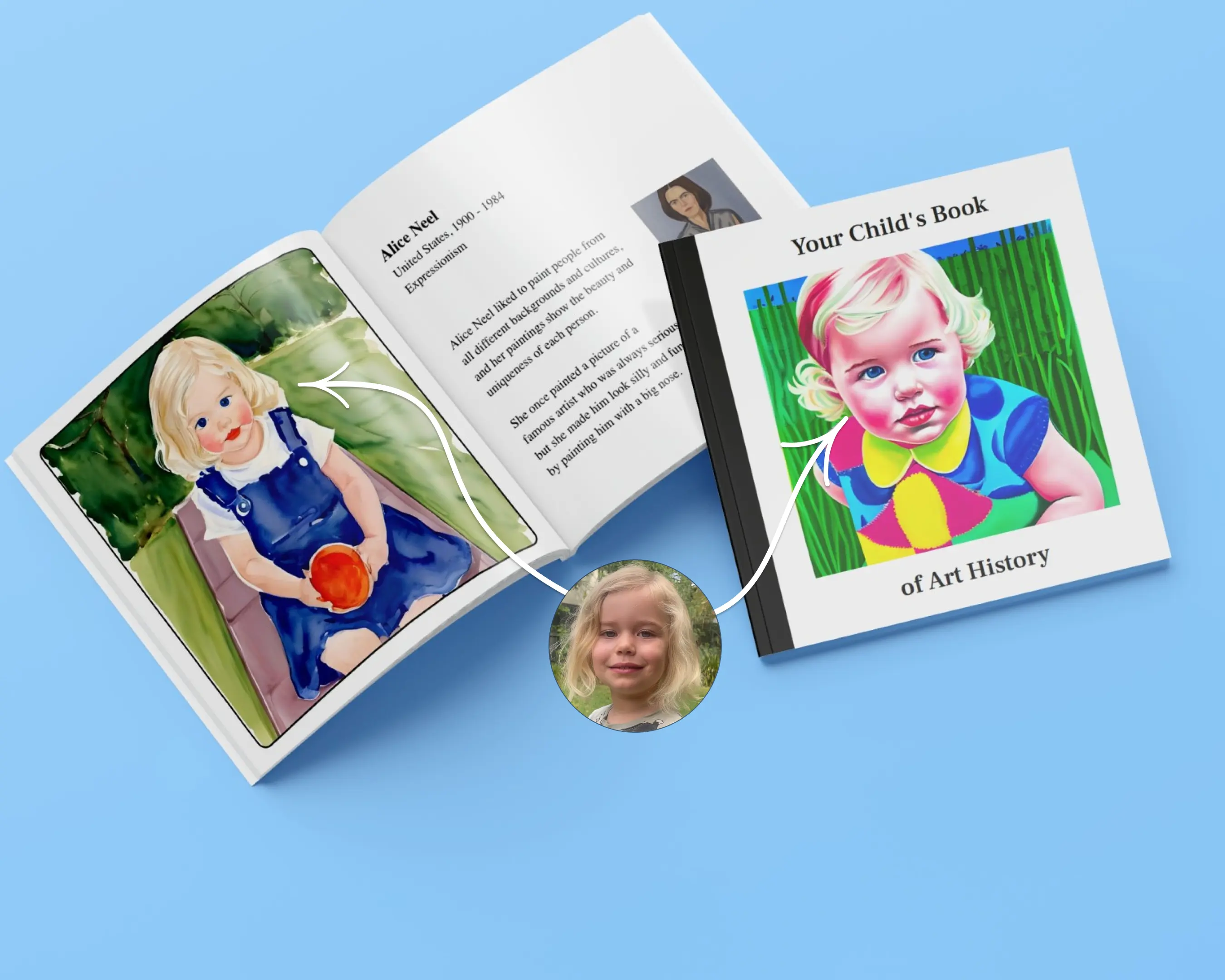 Personalized art-history book mockup