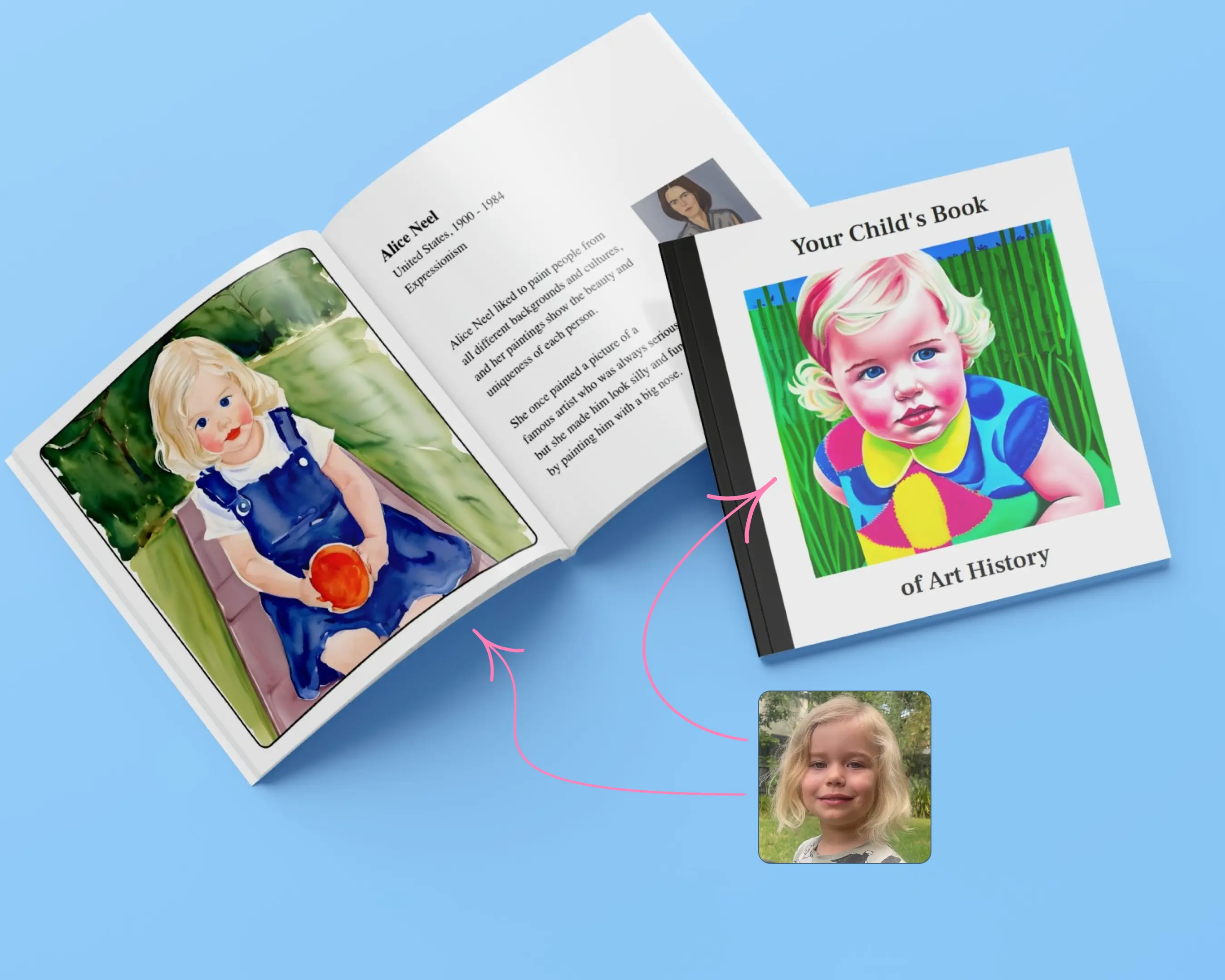 Personalized art-history book mockup