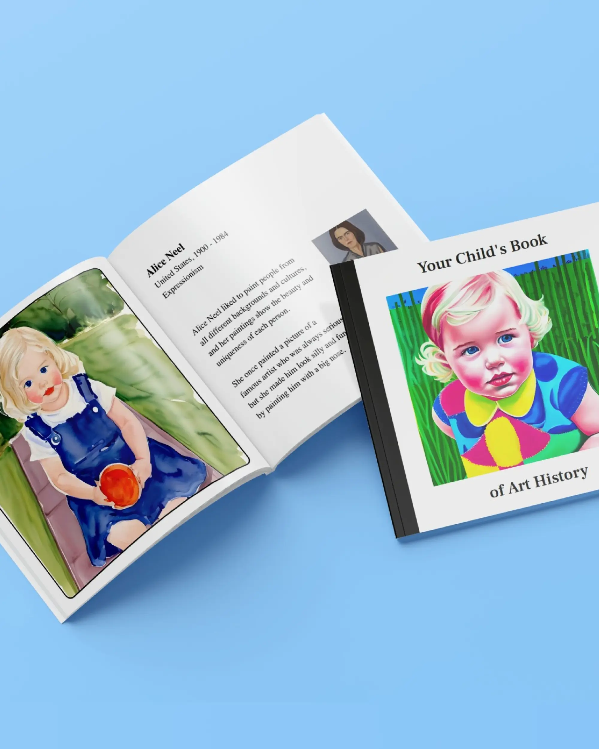 Personalized art-history book mockup
